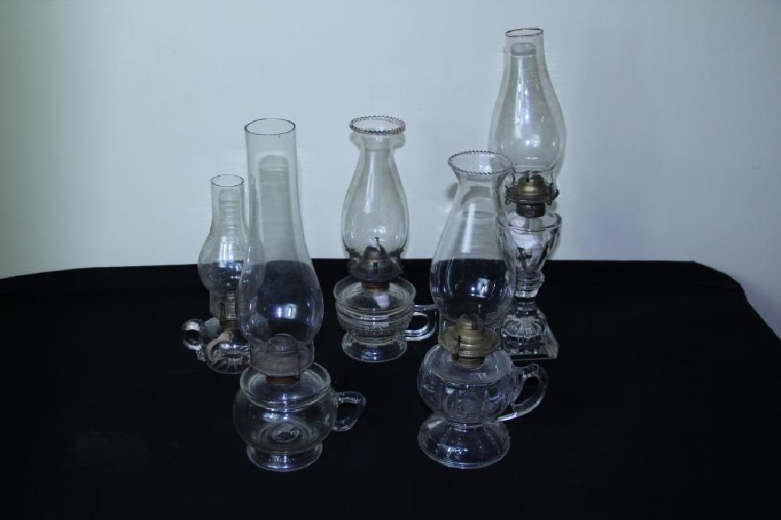 Lot of five Victorian era finger lamps and pedestal (1 of 10)