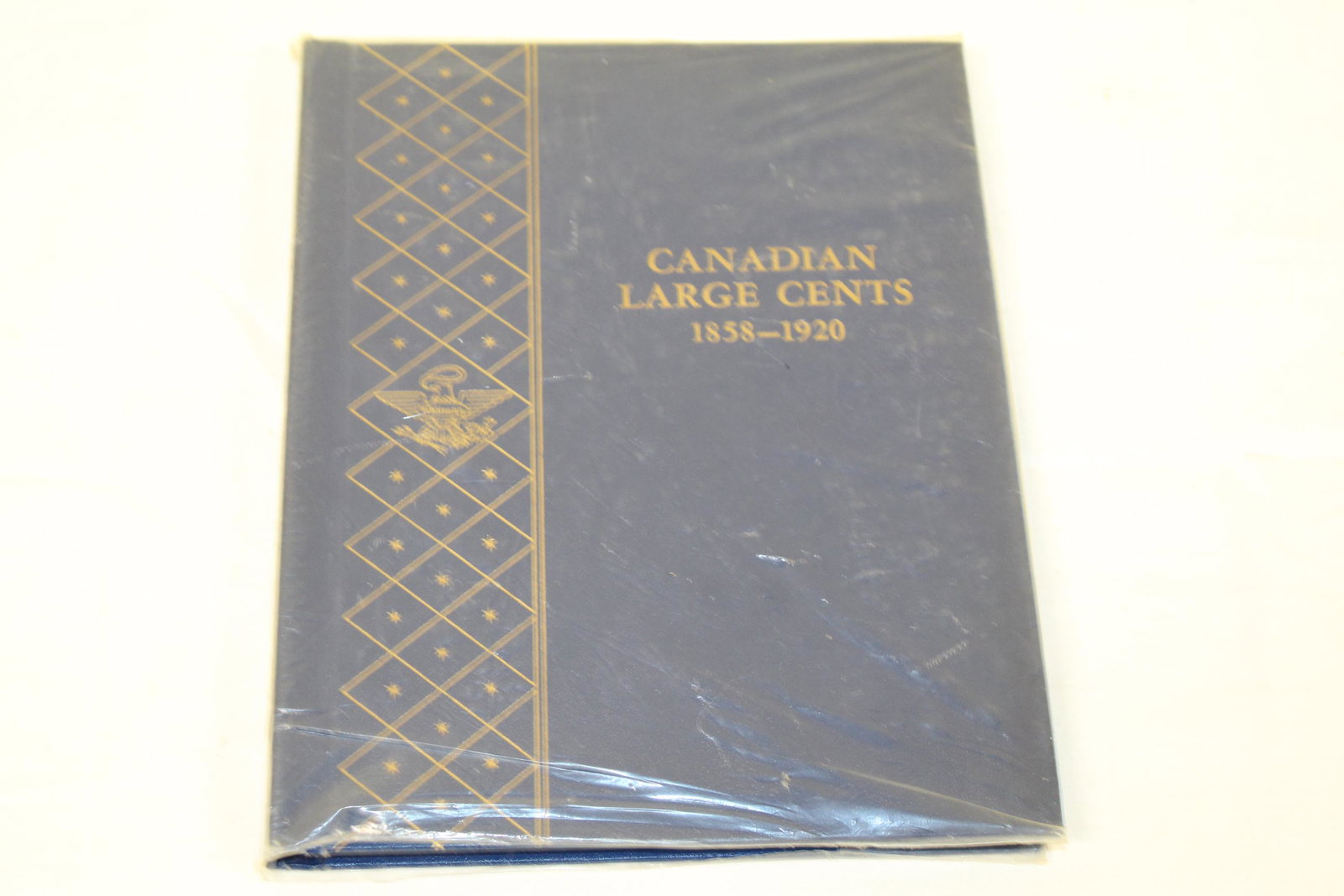 Book of Canadian large cents 1858-1920: This book includes about 45 coins. These are all large one cent coins. Dated and labeled as; Victoria 1837-1901 Obverse, 1859, 1859 re-engraved date, 1876H, 1881H, 1882H, 1884, 1886, 1887, 1888, 1890H