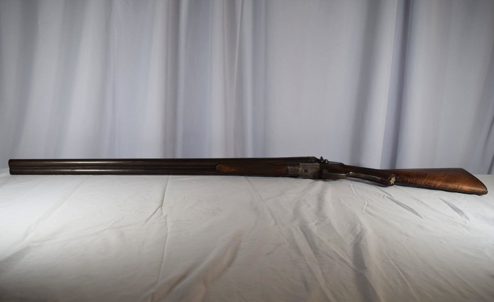 F.Dumoulin Double Barrel Shotgun: F.Dumoulin Double Barrel Shotgun Model 1905, Fine Damascus Belgium, Choke Bored, functions as should, in great condition for its age. As always please see all photos and ask any questions prior to bid