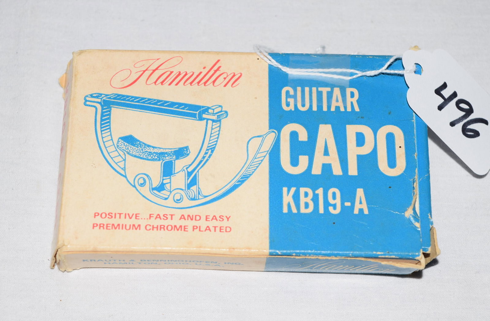 Vintage 1950s/1960s Hamilton Capo NOS: Here is a non-Fender item. This is a New Old Stock Hamilton Guitar Capo, model KB19-A. We determined this Capo was made in the 1950â€™s or 1960â€™s. Hamilton who is a subsidiary of the Kraut