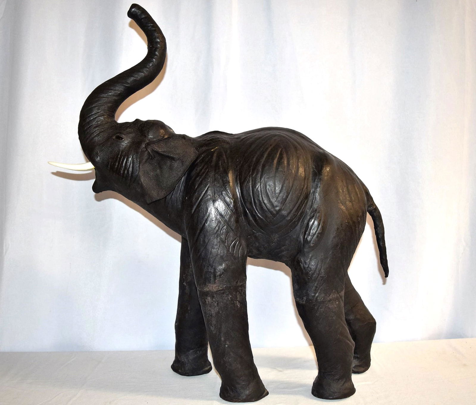 Vintage Leather Elephant Foot Rest