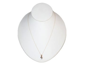 10K Yellow Gold Cluster Pendant Necklace