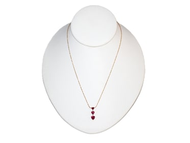 Yellow Gold Heart Stone Drop Pendant Necklace