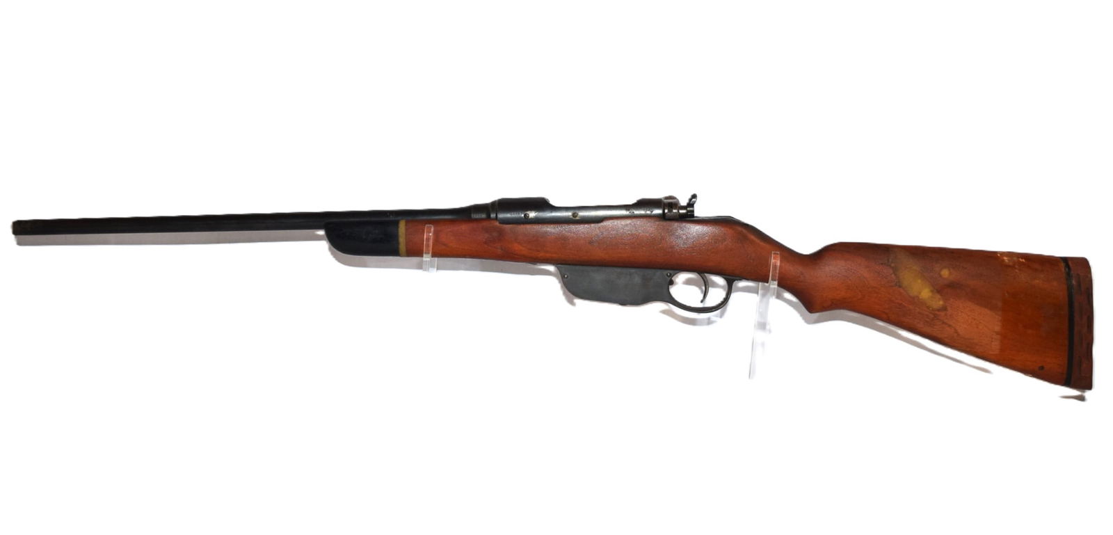 Steyr Mod M95 Rifle: Steyr Mod M95 Rifle. Bolt Action. Serial Number: 4444M. Barrel Length: 18.5 Inches. Caliber unknown. Some minor imperfections, as photos show, otherwise is in good overall condition. Firearm was untes