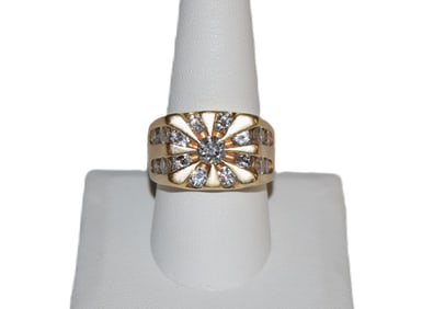 14K Yellow Gold Chunky Mens Diamond Ring
