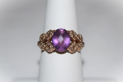 14K Yellow Gold Purple Stone Ladies Ring