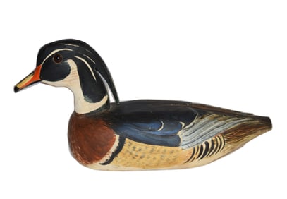 Paint Decorated Wood Duck Wooden Decoy