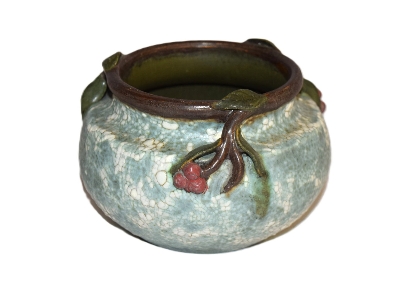 Ephraim Pottery Ken Nekola Signed Vase: Ephraim Pottery Ken Nekola Signed Vase measures approximately 2.75 inches round on base X 3 inches tall overall X 3.5 inches round on top. Piece is signed by artist and embossed with makers mark, clea