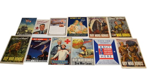 Large Lot of Vintage US War Bonds and Military Ad Posters