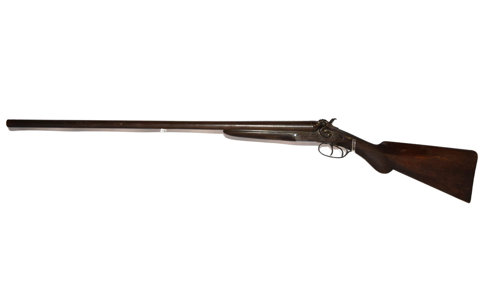 American Arms Co. Side X Side Shotgun: American Arms Co. Side X Side Shotgun. Barrel Length: 30 Inches. NSN. Damascus Double Barrels. Checkered Grip and Forestock. Embossed "AMERICAN ARMS CO BOSTON" on top of barrel and "AM ARMS CO. BOSTON