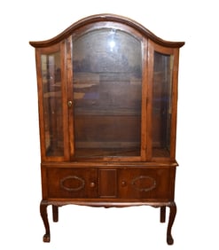 1920s Arched Oak China Cabinet