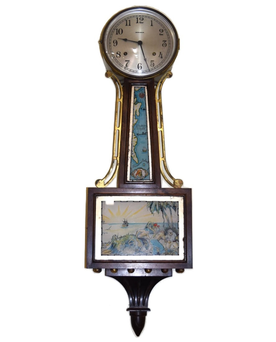 Ingraham Company Treasure Island Reverse Painted Banjo Clock