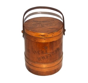 Antique Etched Design Lidded 25LB Firkin