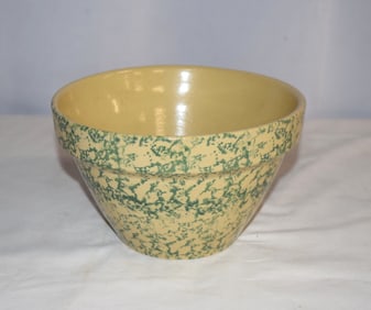 Vintage R.R.P. Co Roseville 8 " Green Spongeware Bowl