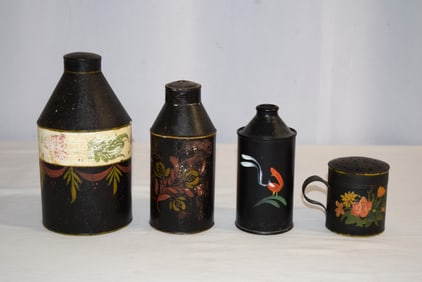 Lot of Vintage Tin Toleware Canisters