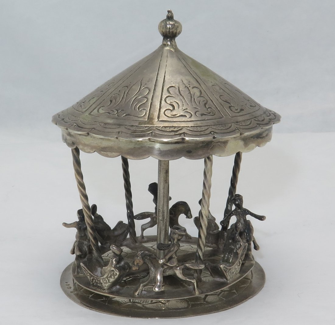 Dutch Silver Miniature Toy Circus Carousel Ride (1 of 5)