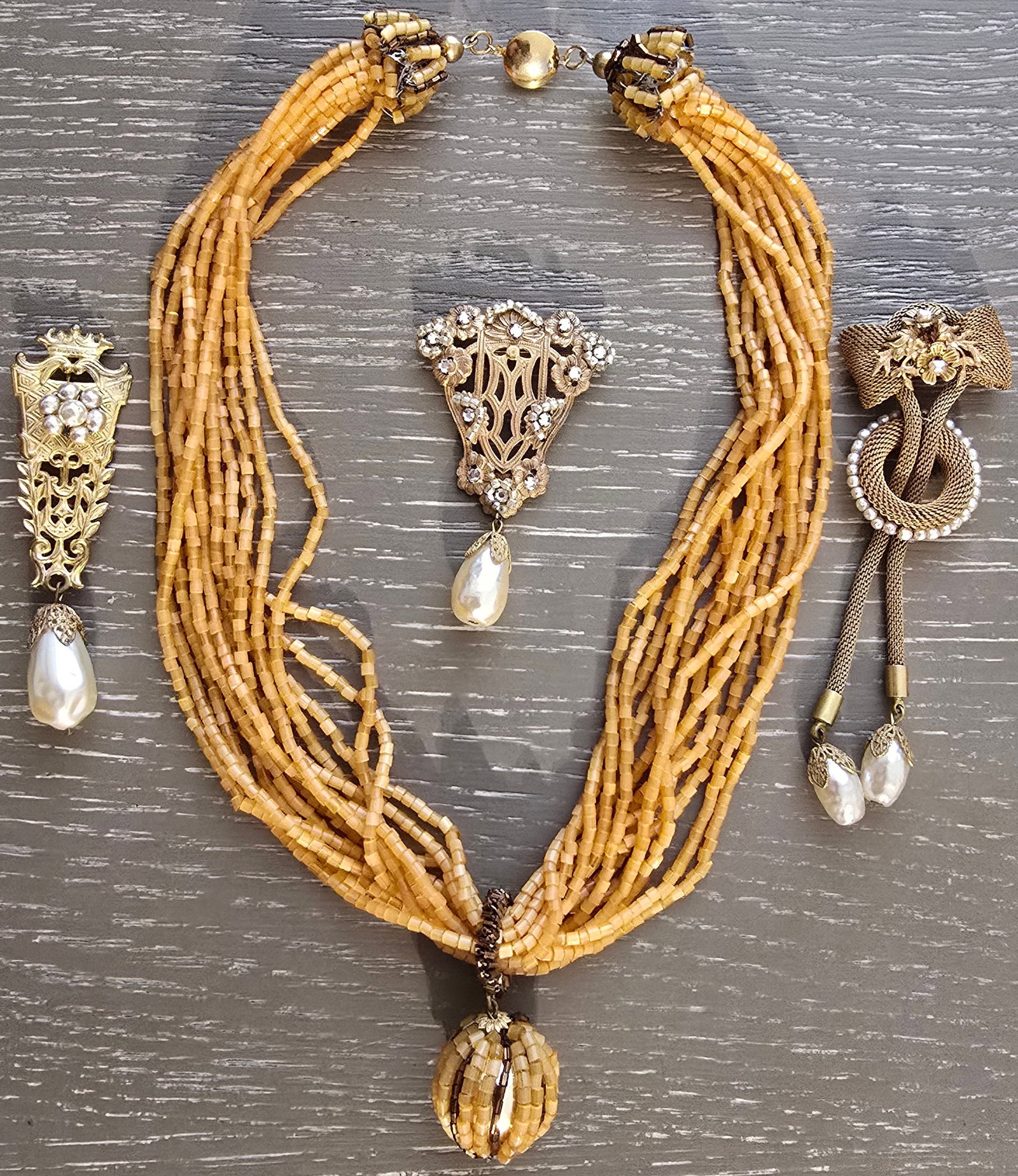 Group of Four Signed 1950s Miriam Haskell Jewelry Pieces (1 of 8)