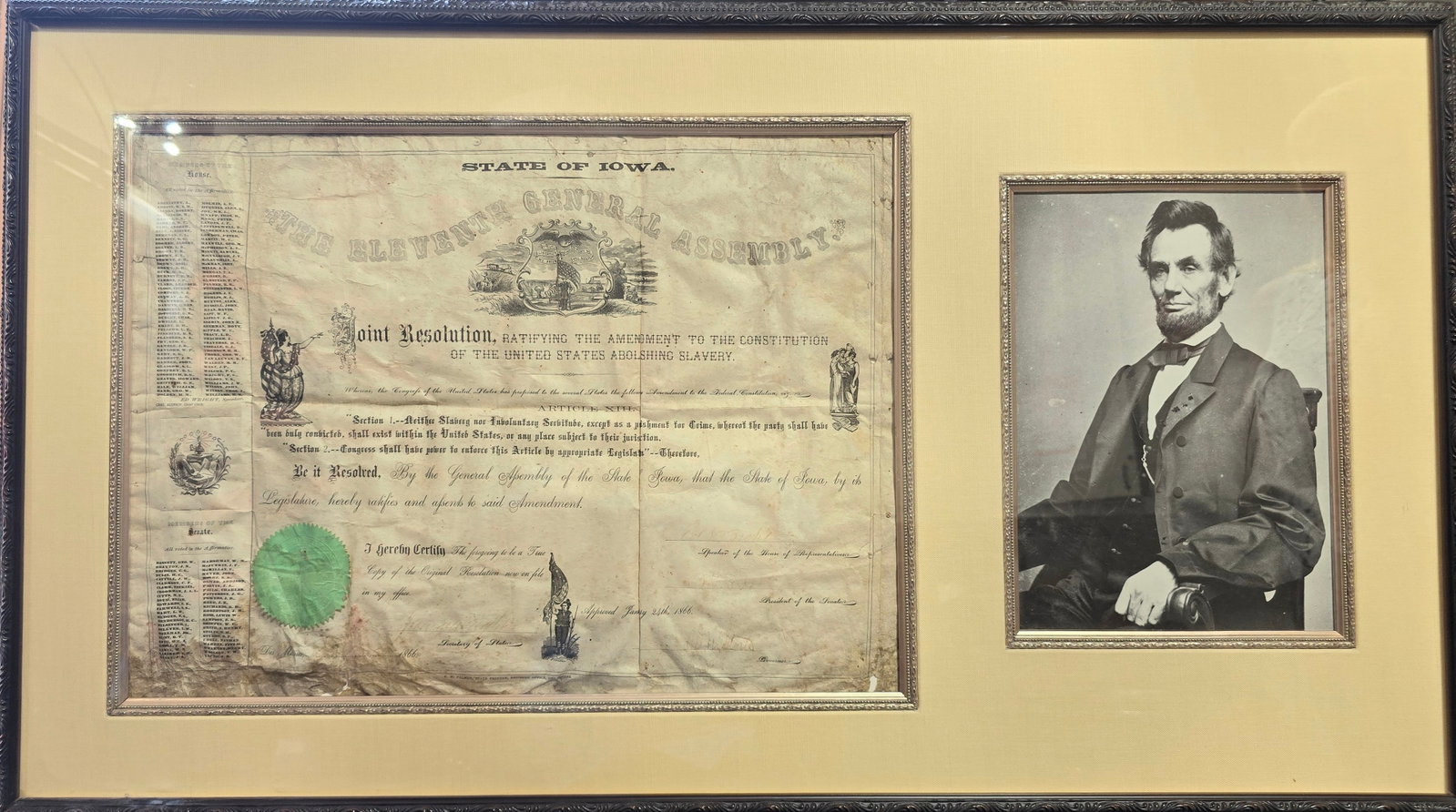 1866 Iowa 13th Amendment Ratification (1 of 3)