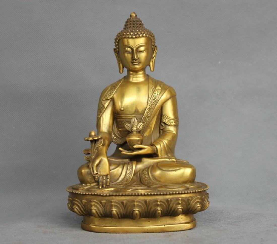 A GILT BRONZE BUDDHA FIGURE MING DYNASTY.: HEIGHT 20.5/CM