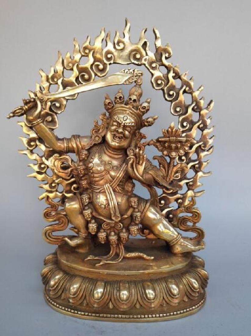 A GILT BRONZE BUDDHA FIGURE MING DYNASTY.: HEIGHT 31/CM LONG 24/CM WIDTH 9/CM