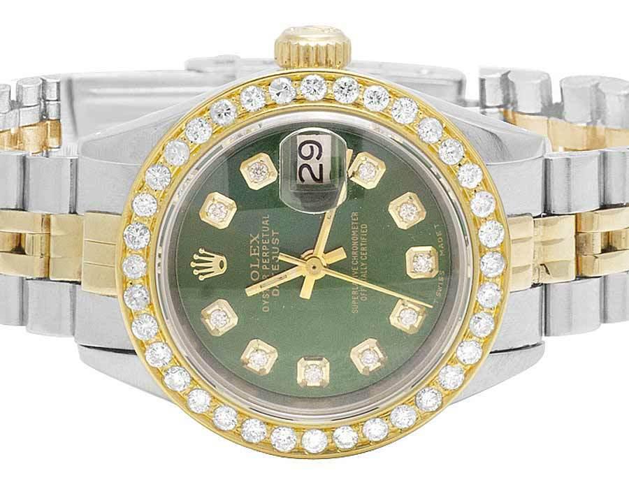 A ROLEX 18KT GOLD & STELL AND 2.0CT DIAMOND WOMEN: [Model/SKU#] WTCH-31856 [Brand] Rolex [Gender] Women [Model] 6917 [Series] Date Just [Production Year Range] 1970-1979 [Cae Diameter] 26mm [Dimension] 27 [Case Material] Stainless Steel [Band Material