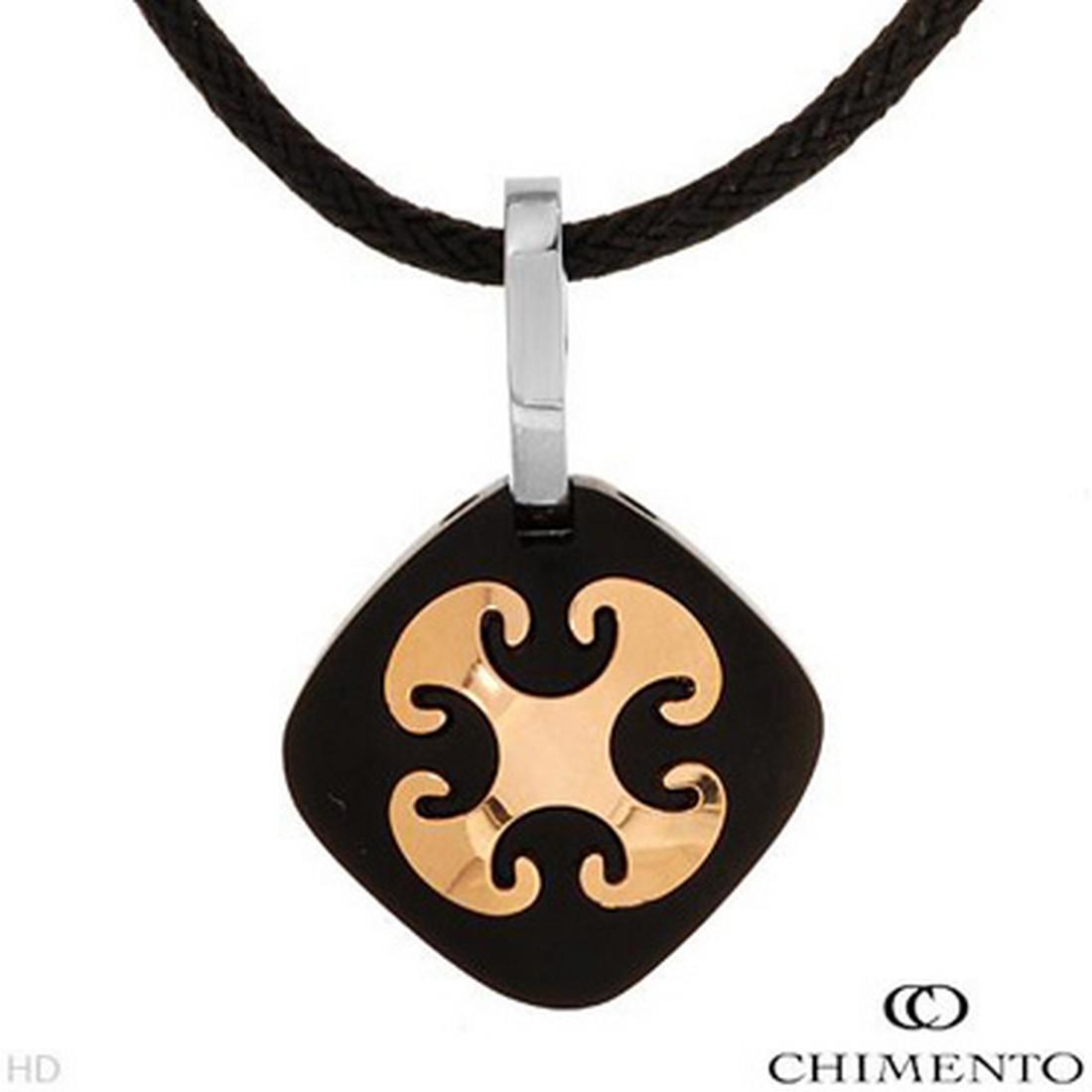 CHIMENTO EBONY Brand Pendant in 18K YG & StSl: Item: Necklace | Original Brand Name: CHIMENTO | Collection: Ebony | Condition: Brand New | Made in: ITALY | Material 1: 18K Yellow Gold | Material 2: Stainless Steel | Color 1: Silver | Color 2: Blac