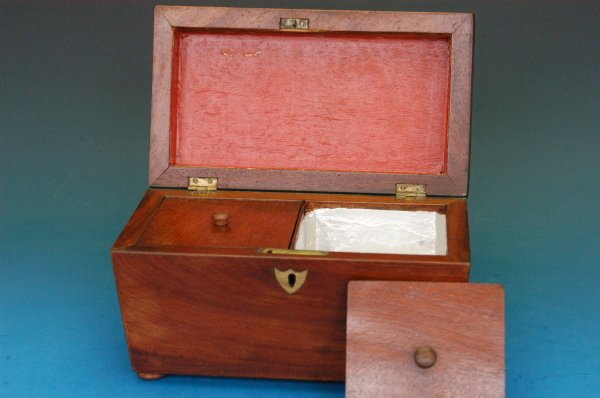 Casket shaped mahogany tea caddy - 2