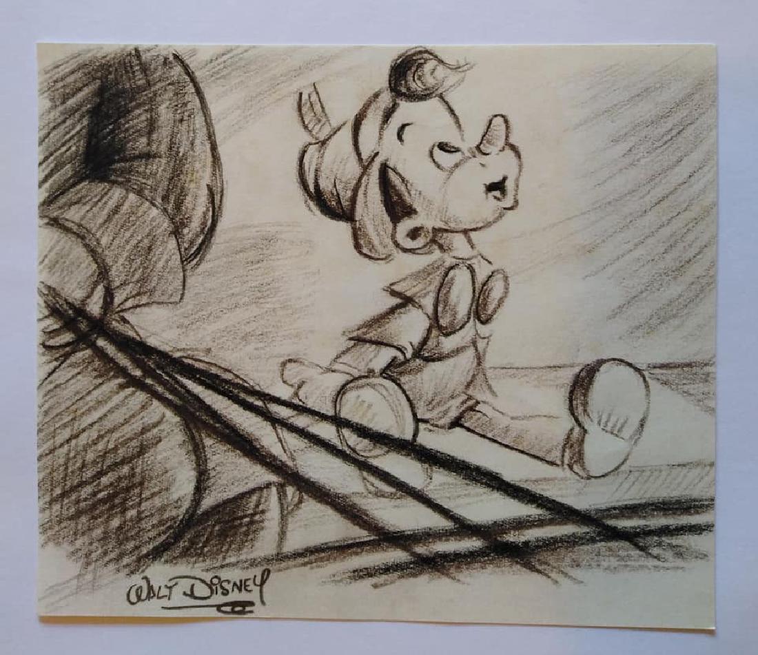 In the style of Walt Disney American (1901-1966) Color: Attributes: Signed on the lower right, with production stamp on verso and attributed to Walt Disney - Media: pencil on paper - Condition: Good condition - Provenance: Private collection, South America