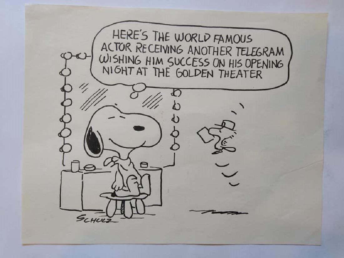 In the style of Charles Schulz American (1922-2000) Ink: Attributes: Signed on the lower, with estate stamp on verso and attributed to Charles Schulz - Media: Ink on paper Condition: Good condition, Provenance: Private collection, South America - Dimensions