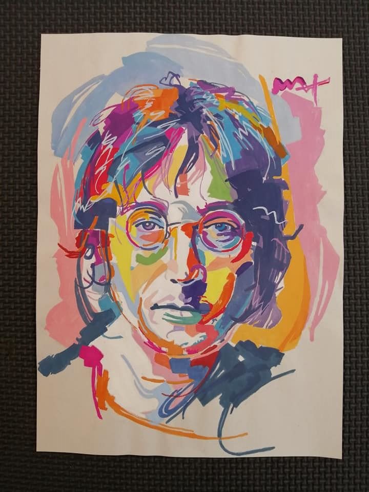 PETER MAX USA b.1937 Gouache on Paper: Gouache on paper, Featuring a colorful painting. Signed and attr. Peter Max (American, b. 1937). 27 x 19.5 cm (10 3/4 x 7 3/4 in.). Peter Max is a German artist known for his unique brand of rainbow-h