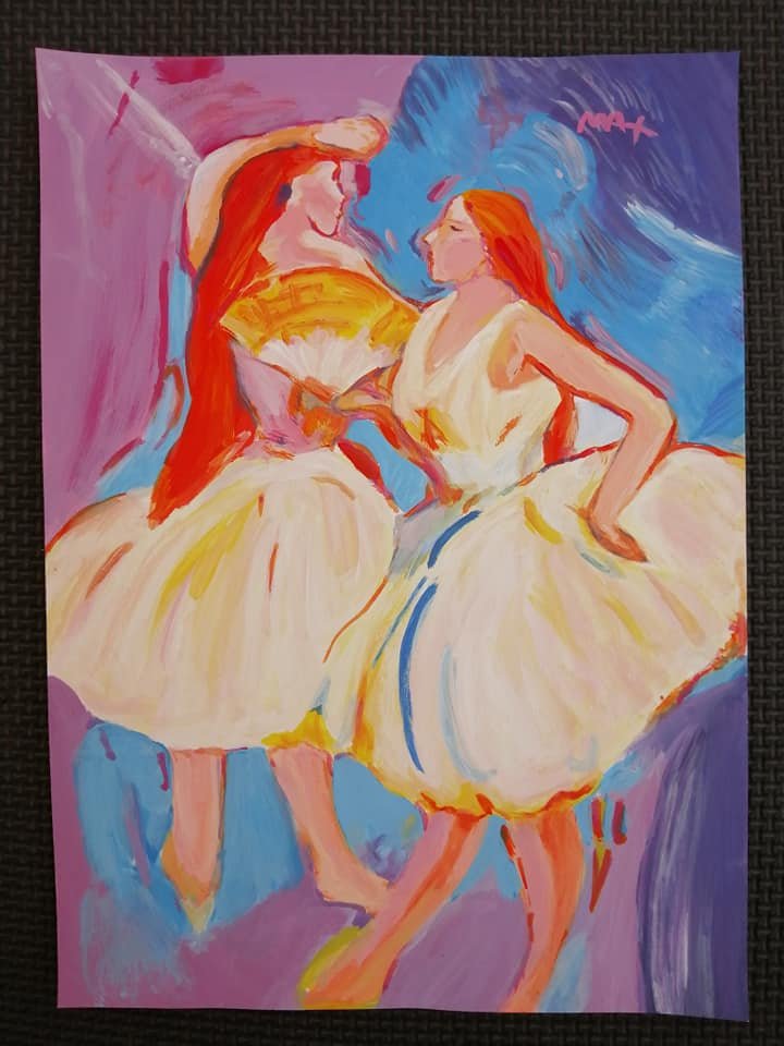 PETER MAX USA b.1937 Gouache on Paper (Tribute Degas): Gouache on paper, Featuring a colorful painting. Signed and attr. Peter Max (American, b. 1937). 29 x 21 cm (11 1/4 x 8 1/4 in.). Peter Max is a German artist known for his unique brand of rainbow-hue