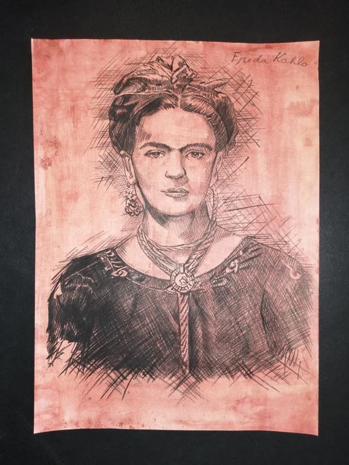Frida Kahlo Drawing Latin American Mexican (1907-1954) (1 of 2)