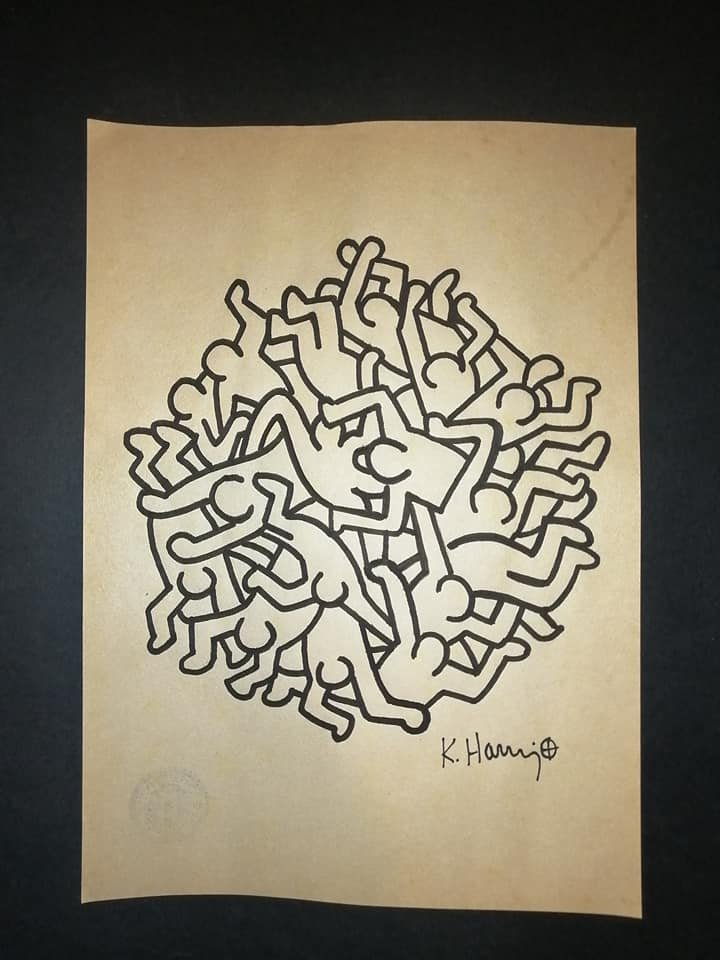Keith Haring Mixed Media on paper: KEITH HARING DRAWING ON PAPER SIGNED AND STAMP ON PAPER ON VERSO. NO documents or Authenticity. Sold as is. Good Condition.....................................................................FREE SHIP
