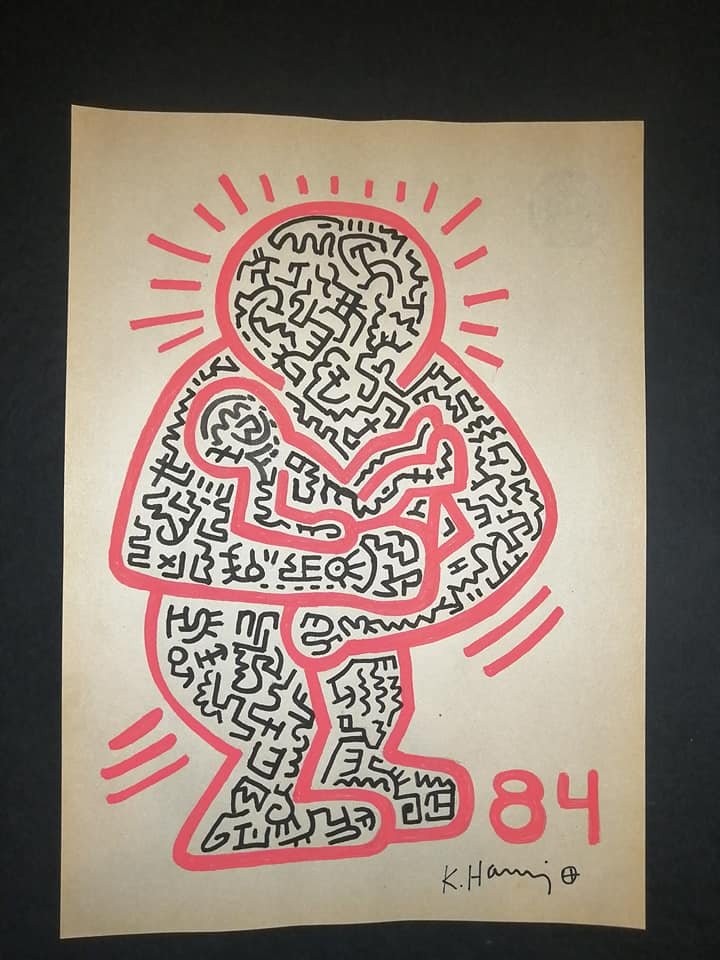 Keith Haring Mixed Media on paper: KEITH HARING DRAWING ON PAPER SIGNED AND STAMP ON PAPER ON VERSO. NO documents or Authenticity. Sold as is. Good Condition.....................................................................FREE SHIP