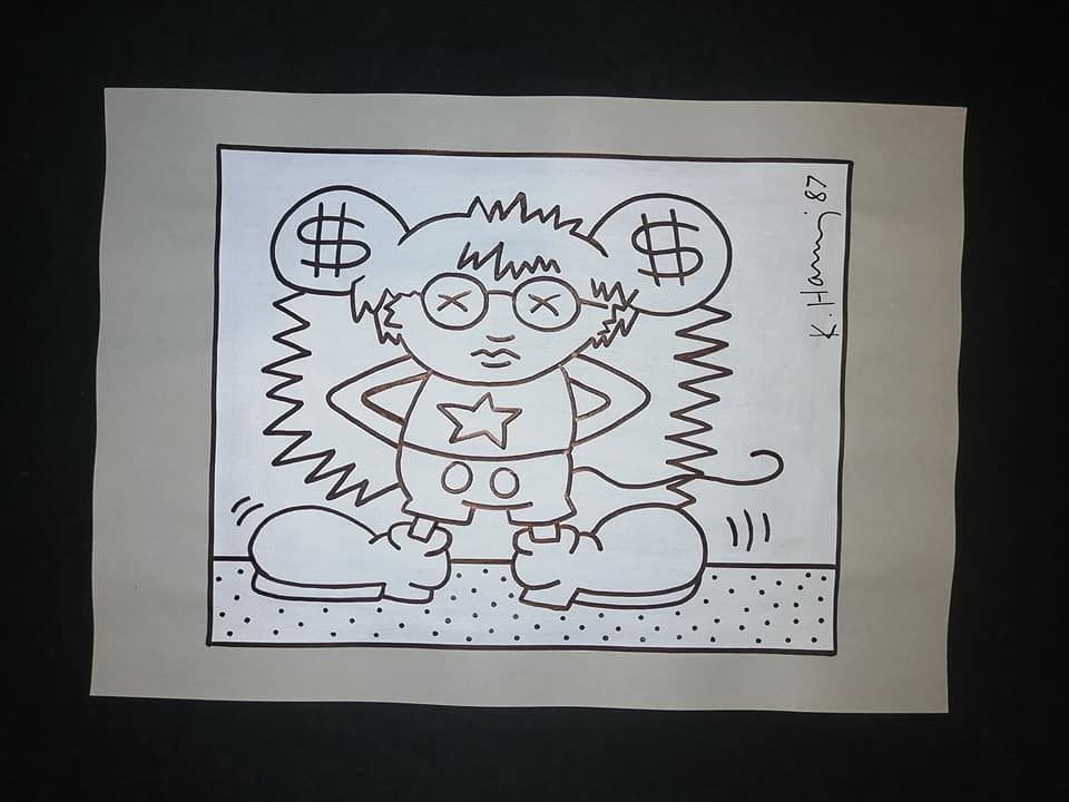 Keith Haring Mixed Media on paper: KEITH HARING DRAWING ON PAPER SIGNED AND STAMP ON PAPER ON VERSO. NO documents or Authenticity. Sold as is. Good Condition.....................................................................FREE SHIP