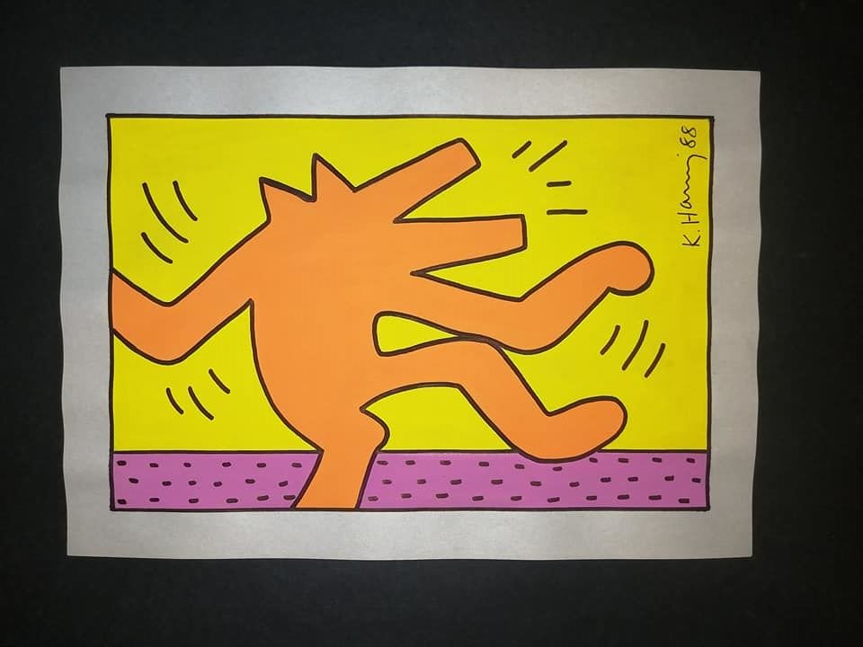 Keith Haring Mixed Media on paper: KEITH HARING DRAWING ON PAPER SIGNED AND STAMP ON PAPER ON VERSO. NO documents or Authenticity. Sold as is. Good Condition.....................................................................FREE SHIP
