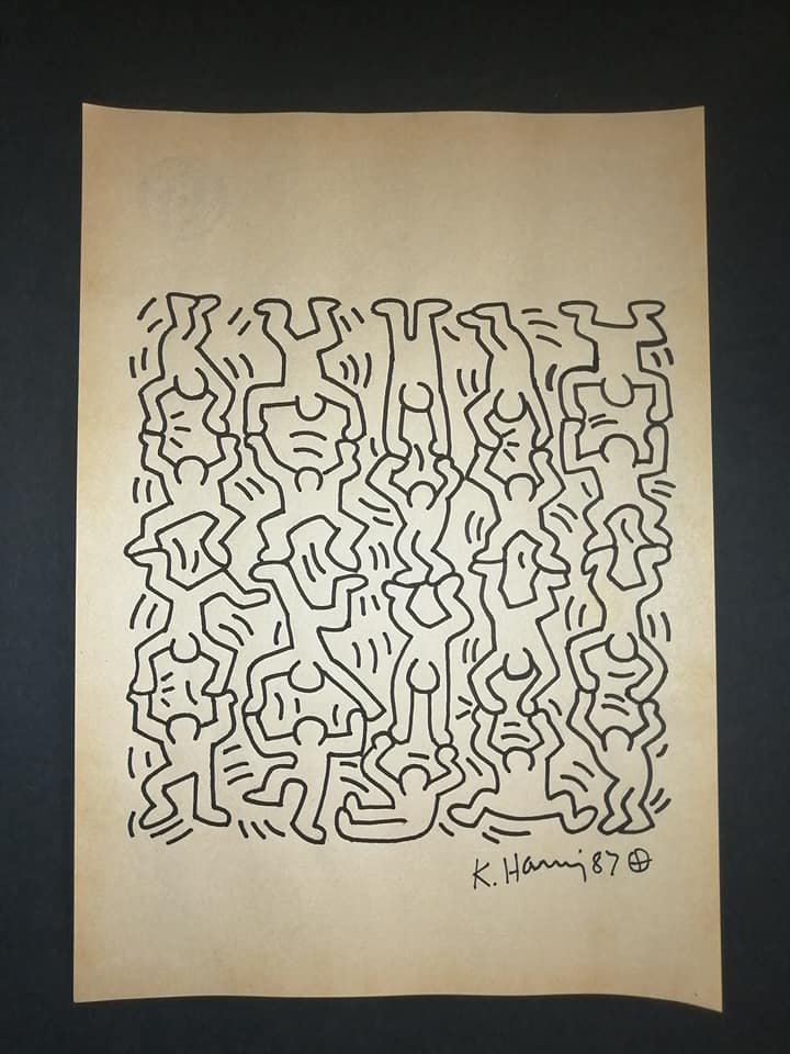 Keith Haring Mixed Media on paper: KEITH HARING DRAWING ON PAPER SIGNED AND STAMP ON PAPER ON VERSO. NO documents or Authenticity. Sold as is. Good Condition.....................................................................FREE SHIP