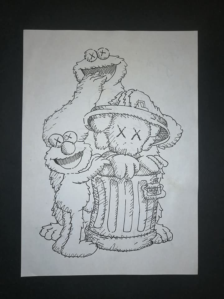 KAWS (b. 1974) Untitled, 2017 Ink on paper (1 of 2)