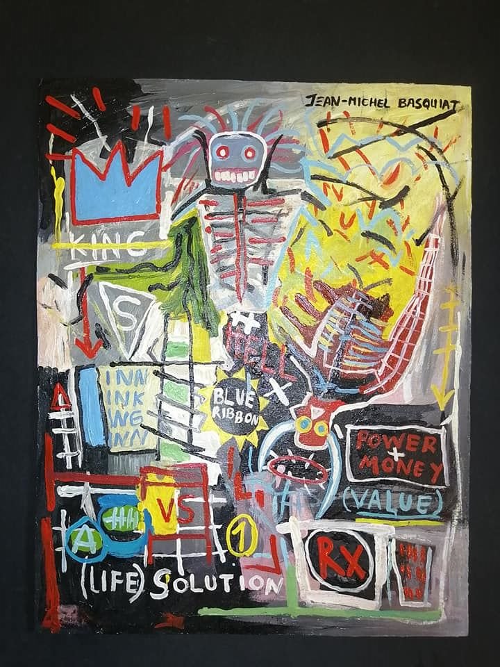 Jean-Michel Basquiat Oil on Cardboard: Oil on cardboard 17 3/4 x 13 3/4 in. Sell as attributed or style of the artist Jean-Michel Basquiat (December 22, 1960 – August 12, 1988) was an American artist of Haitian and Puerto Rican descent. 