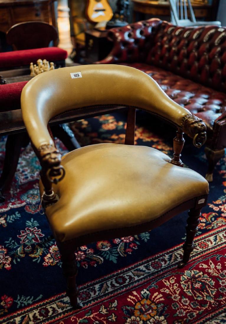 Early 19th C. Irish mahogany library chair with carved (1 of 1)