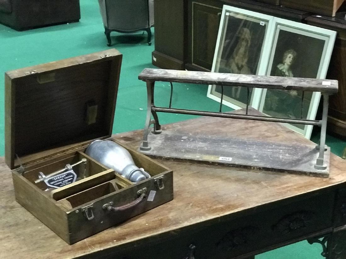 Antique knife sharpener and cased moisture tester kit: Antique knife sharpener and cased moisture tester kit