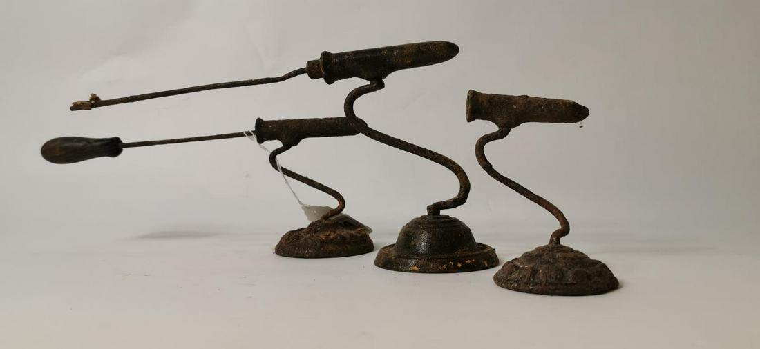 Three 19th. C. goffering irons.: Three 19th. C. goffering irons.