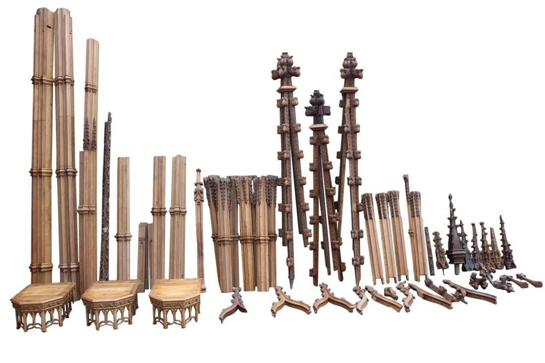 Collection of 19th C. carved oak altar rails, etc. (1 of 15)