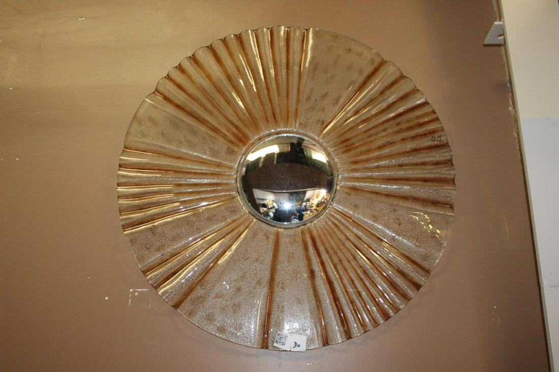 Decorative convex mirror with glass shell frame. (1 of 1)