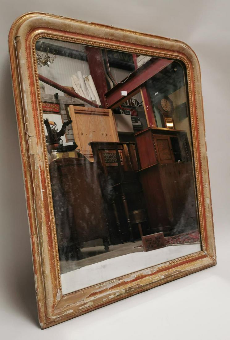 19th. C. giltwood overmantle with the distressed look.: 19th. C. giltwood overmantle with the distressed look {137 cm H x 110 cm W}.