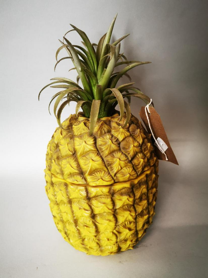 Ice bucket in the form of a pineapple.: 1970s ice bucket in the form of a pineapple {33 cm H x 18 cm Dia.}.