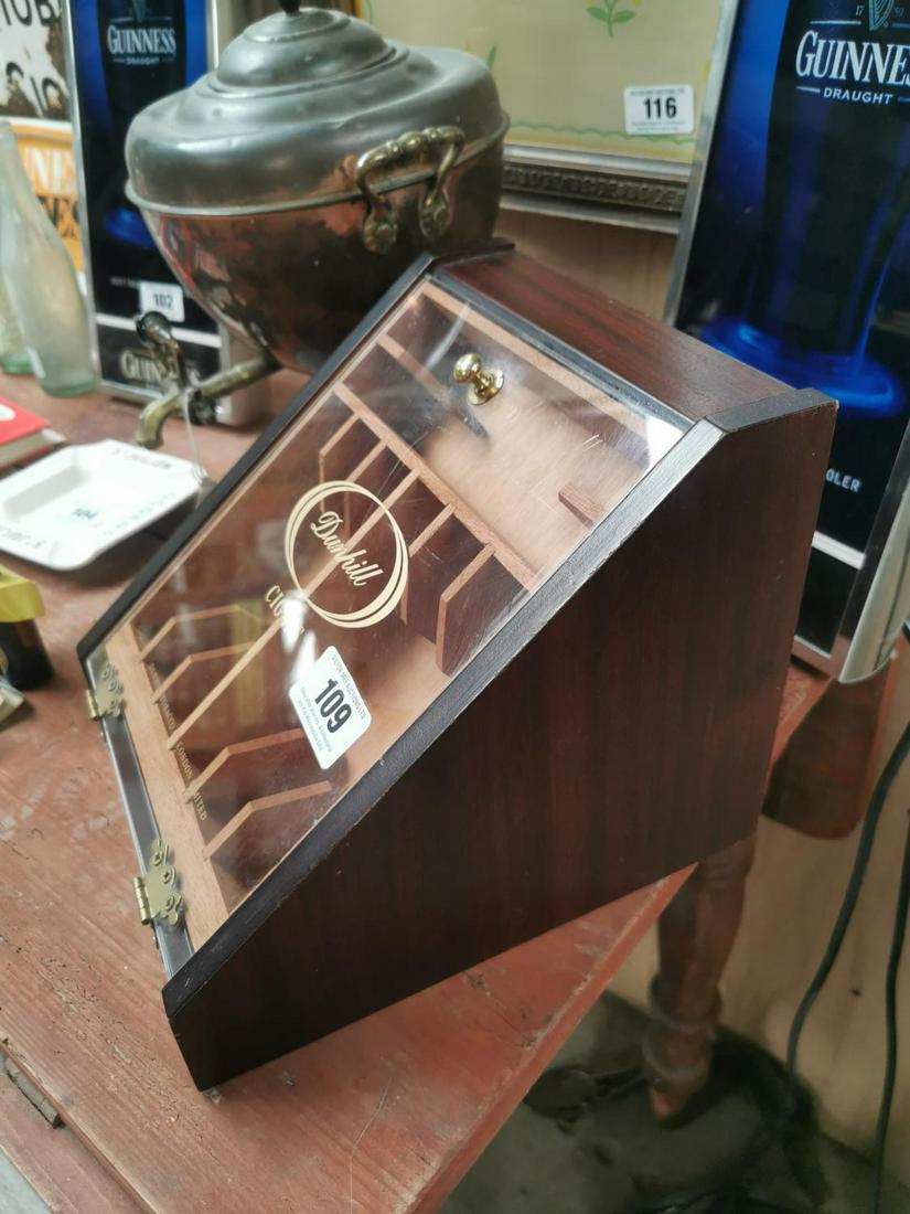 Dunhill's Cigars counter cigar advertising dispenser {22 cm H x 23 cm W x 26 cm D}.: Dunhill's Cigars counter cigar advertising dispenser {22 cm H x 23 cm W x 26 cm D}.