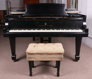 A 1966 Steinway and Sons Model B Grand Piano: Serial number 398906 with adjustable bench. Dimensions: 6' 11" in length and 58" at the widest point. Provenance: From a Philadelphia estate.