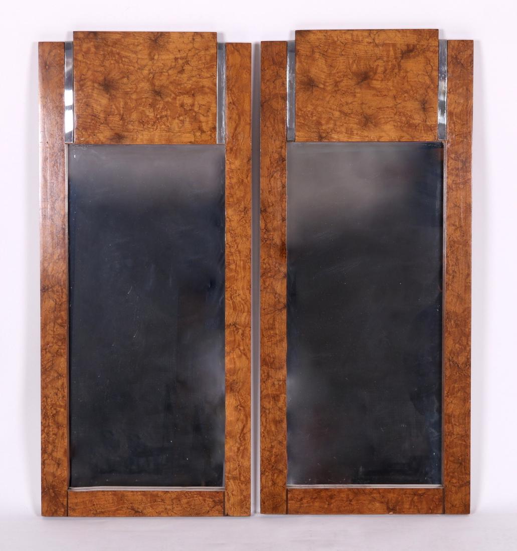 A Pair of Vintage Burled and Chrome Mirrors (1 of 6)