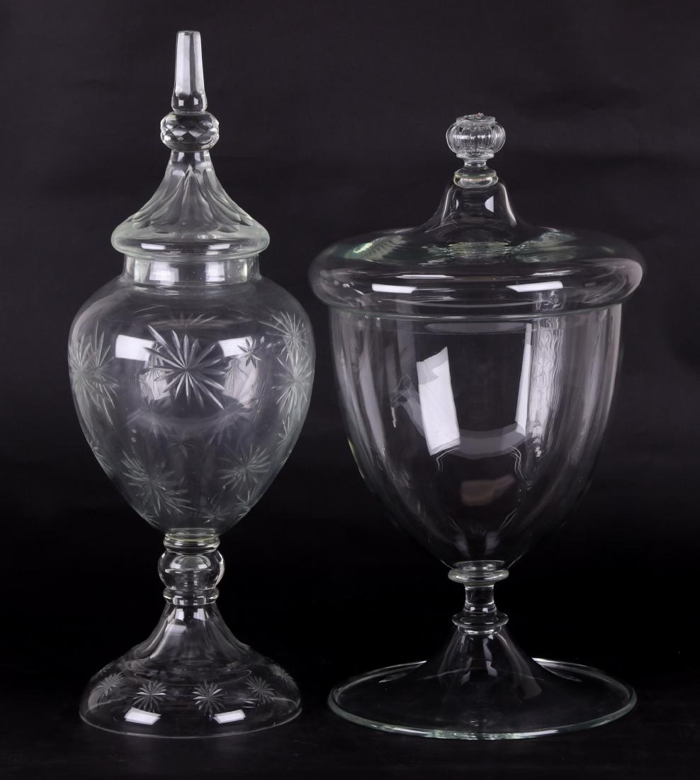 Two Large Glass Apothecary Jars